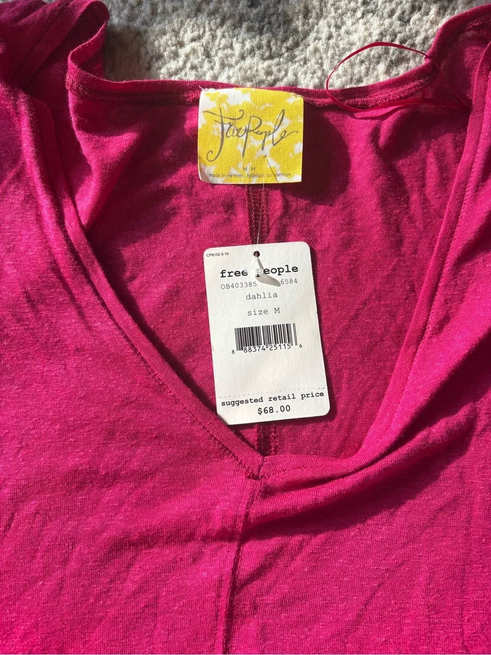 Free People Lightweight Long-Sleeve V-Neck Top - Magenta